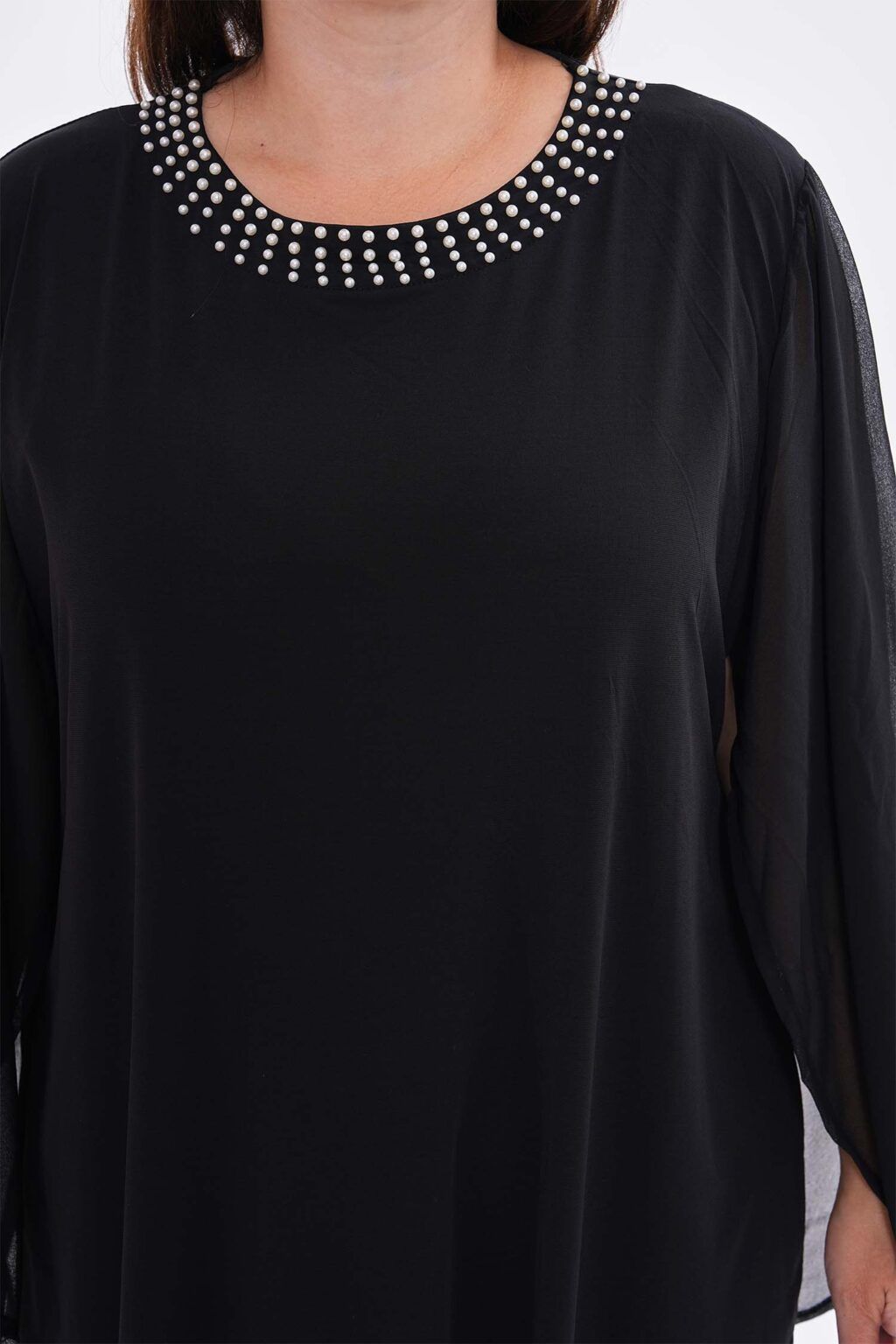 Elegancka sukienka plus size perełki Seraj tiul sylwester święta 50/52
