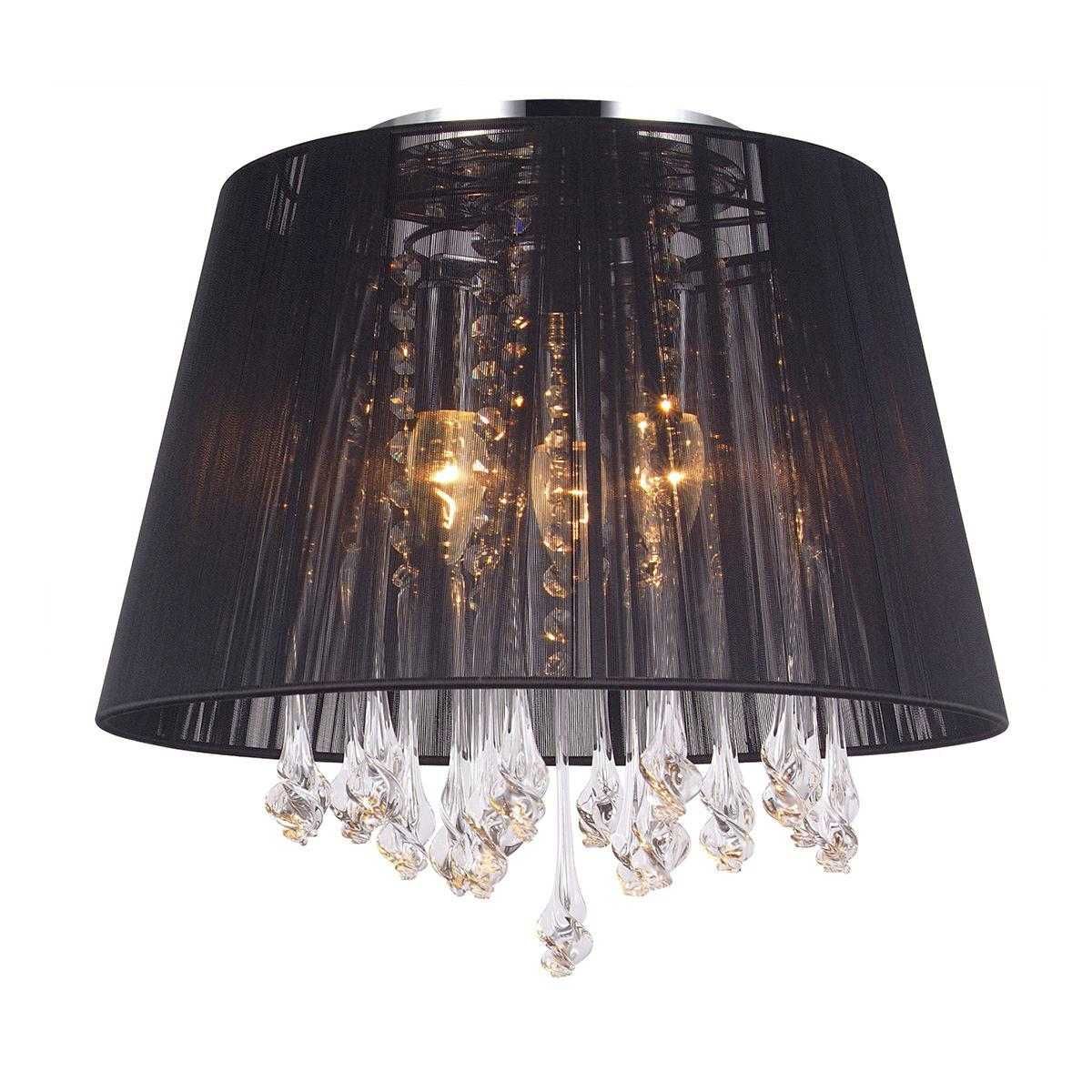 Lampa wisząca żyrandol plafon z kryształkami ITALUX czarny glamour