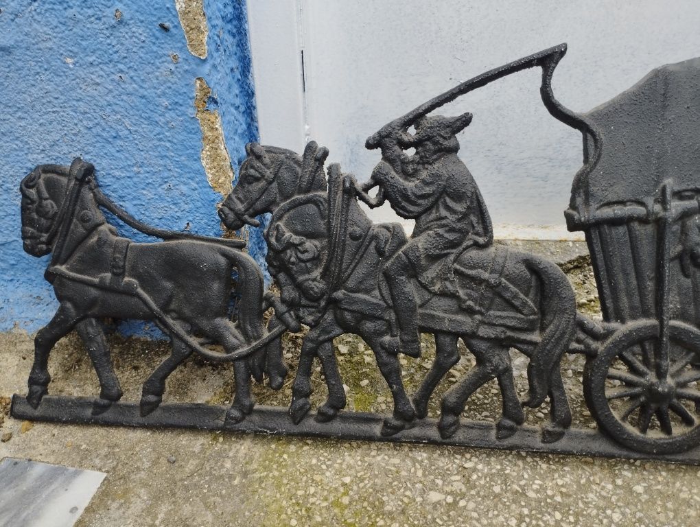 Carroça, cavalos. Cocheiro. Decoração. Vintage