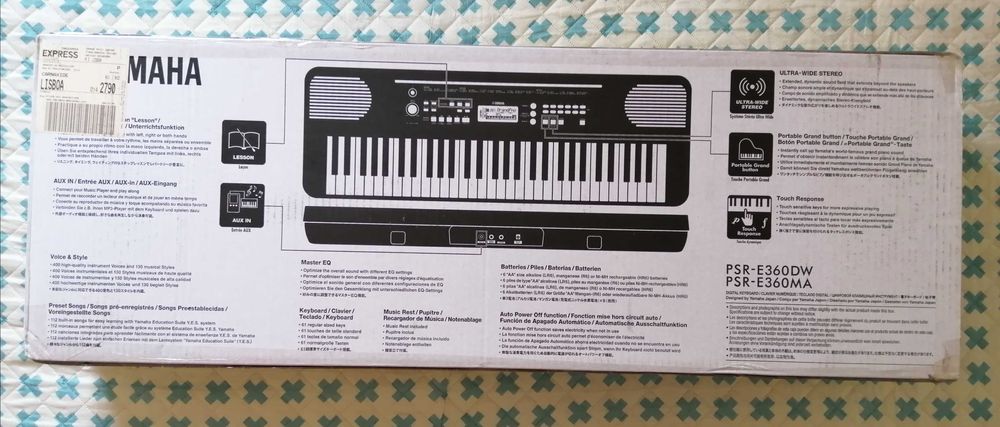 Yamaha PSR E360 Teclado Portátil Novo
