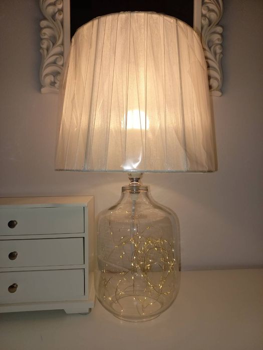 Lampa nowa glamour lampka stołowa nocna szklana przeźroczysta