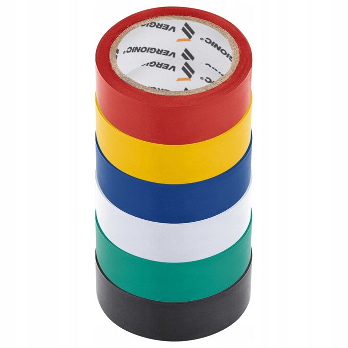 Taśma izolacyjna kolorowa wodoodporna elastyczna PVC 6m x 17mm 6 szt.