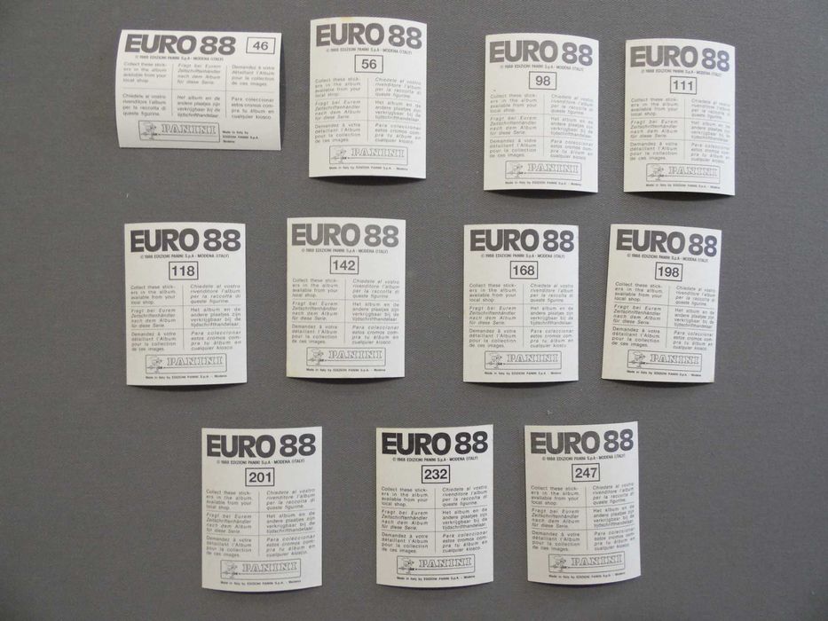 Cromos Panini Euro 88 e 96, Mundial Mexico 86, Italia 90 e USA 94