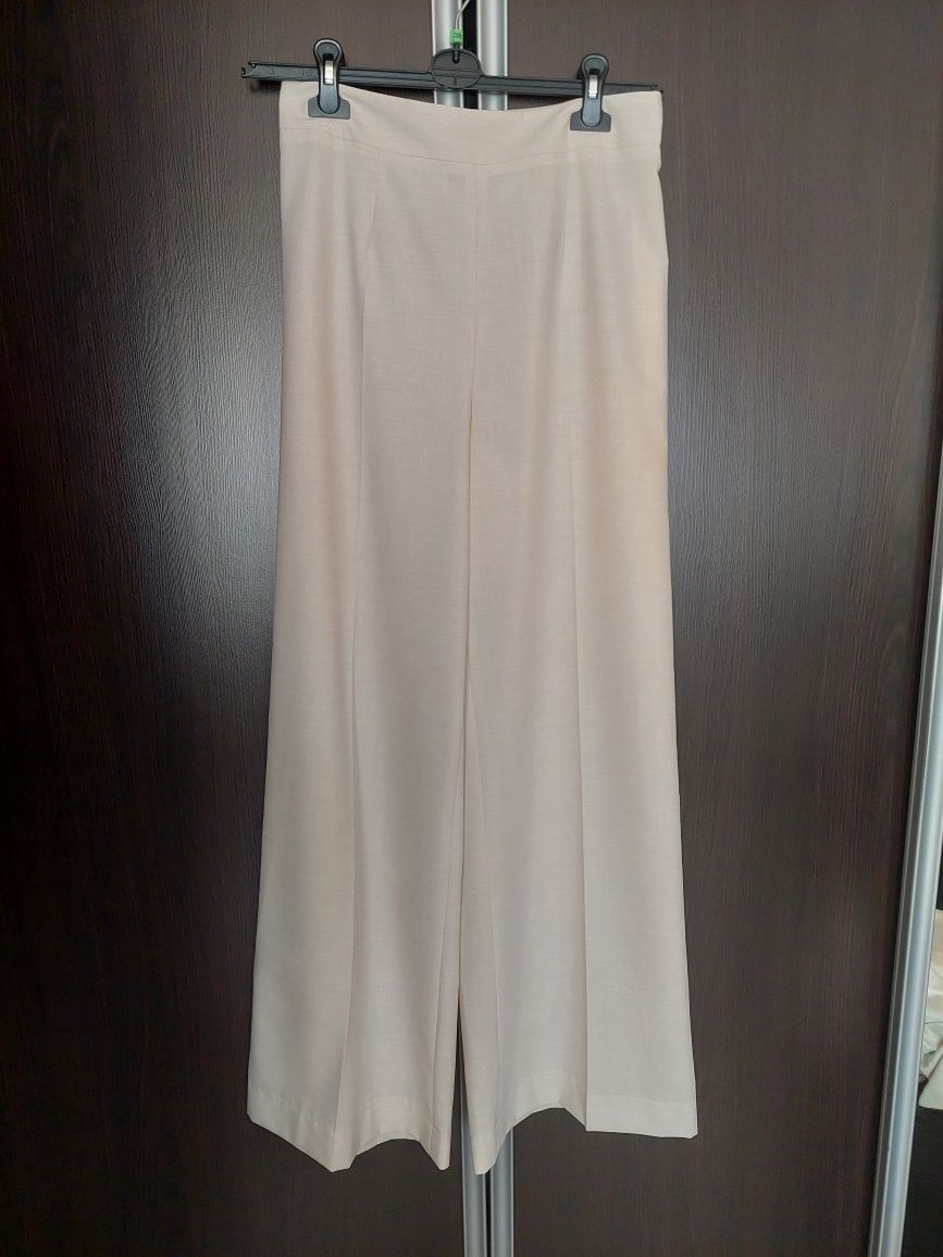 Spodnie Edan L złamana biel szerokie na kant eleganckie