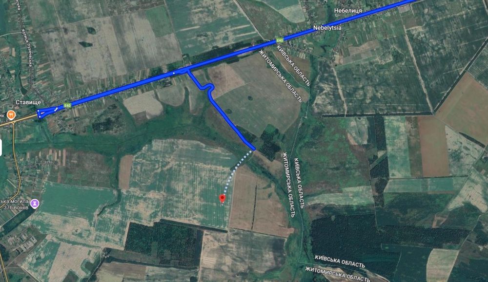 Продаж земельної ділянки 4.1 Га на межі Київскої та Житомирської обл.