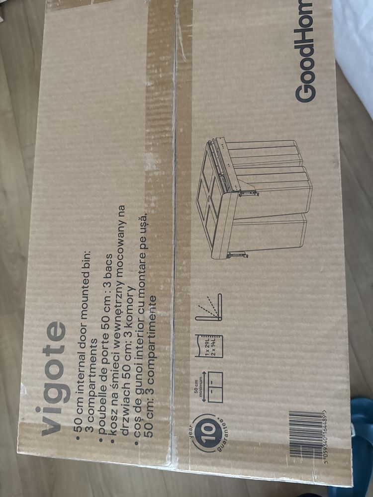 Kosz plastikowy zintegrowany GoodHome 50 cm z 3 pojemnikami