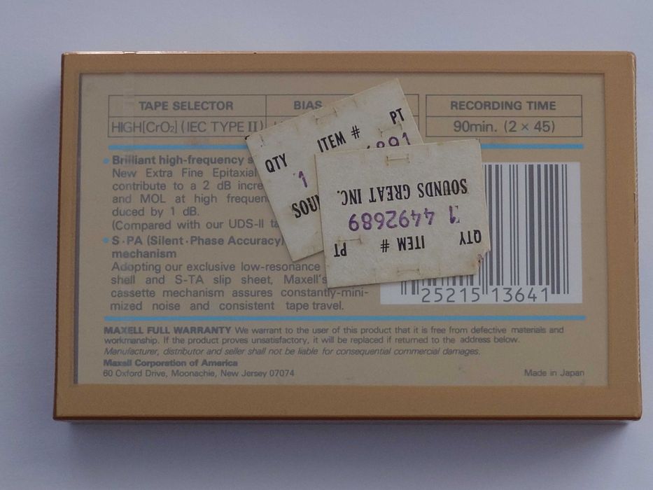 Maxell XLII 90 model na rok 1984 rynek Amerykański