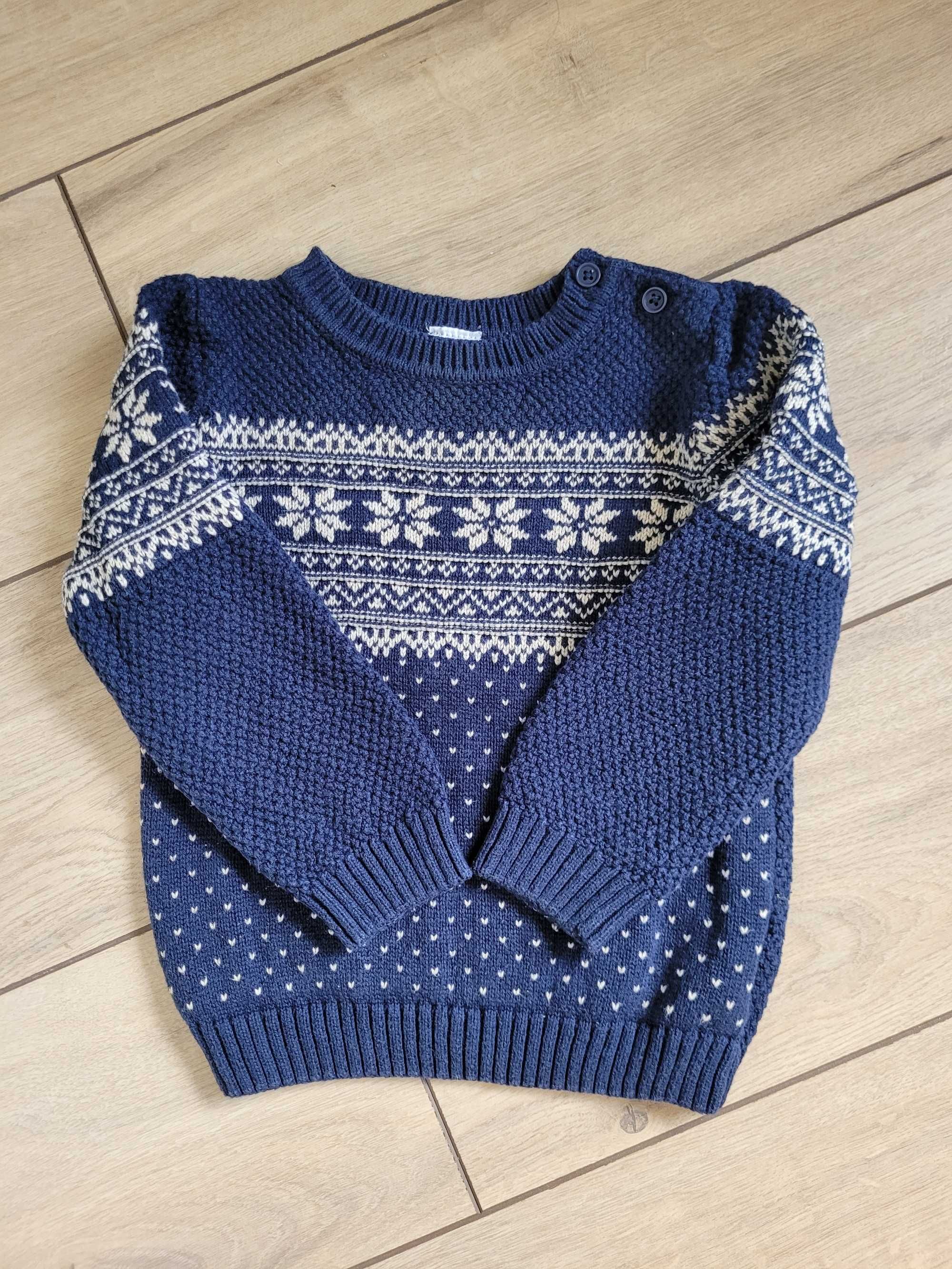 Ciepły sweter chłopięcy 86 12-18 bawełna niemowlęcy wizytowy wzór