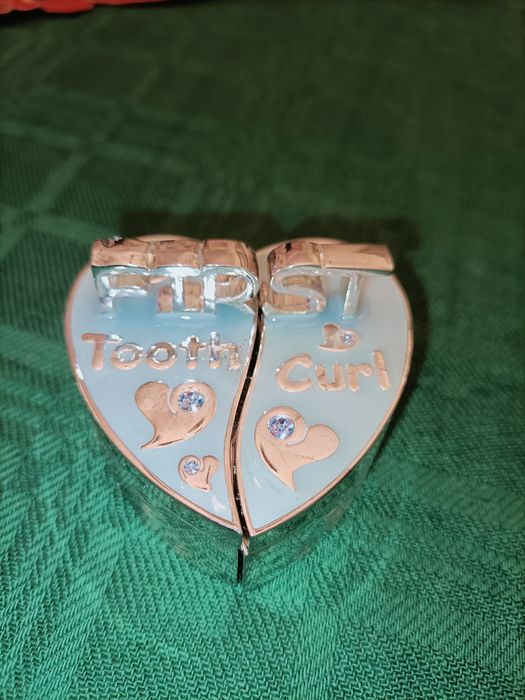Prezent chrzest roczek Szkatułka pierwszy ząbek Silverplated