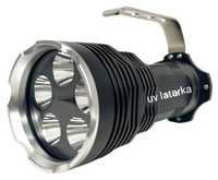 Latarka UV LED IPX6 bursztyn 30W +4 akumulatorki 18650 + F