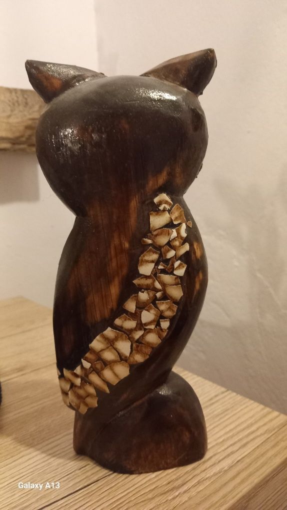 Figurka sowa drewniana ciekawa