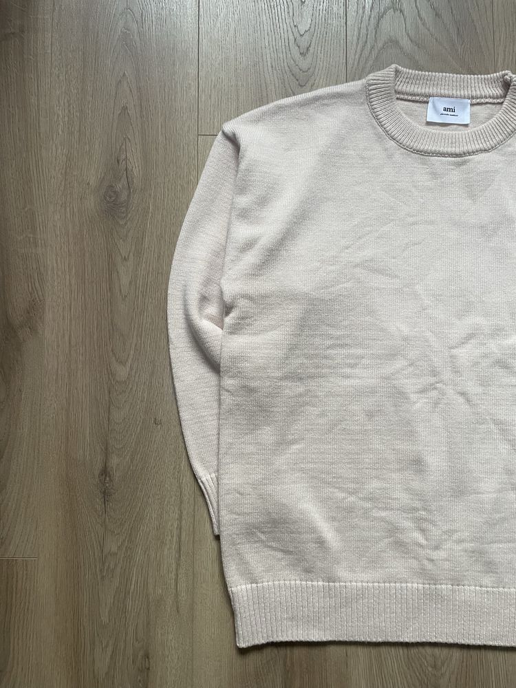 Sweater Ami Paris logo apricot wool knit Ami  pullover