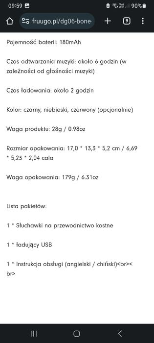 Sluchawki z przewodnictwem kostnym DG06
