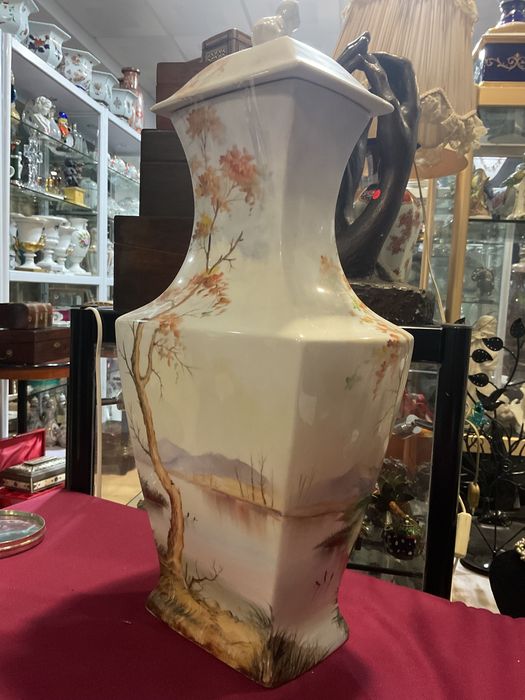 Grande vaso com tampa foo dog pintura manual 50 cm