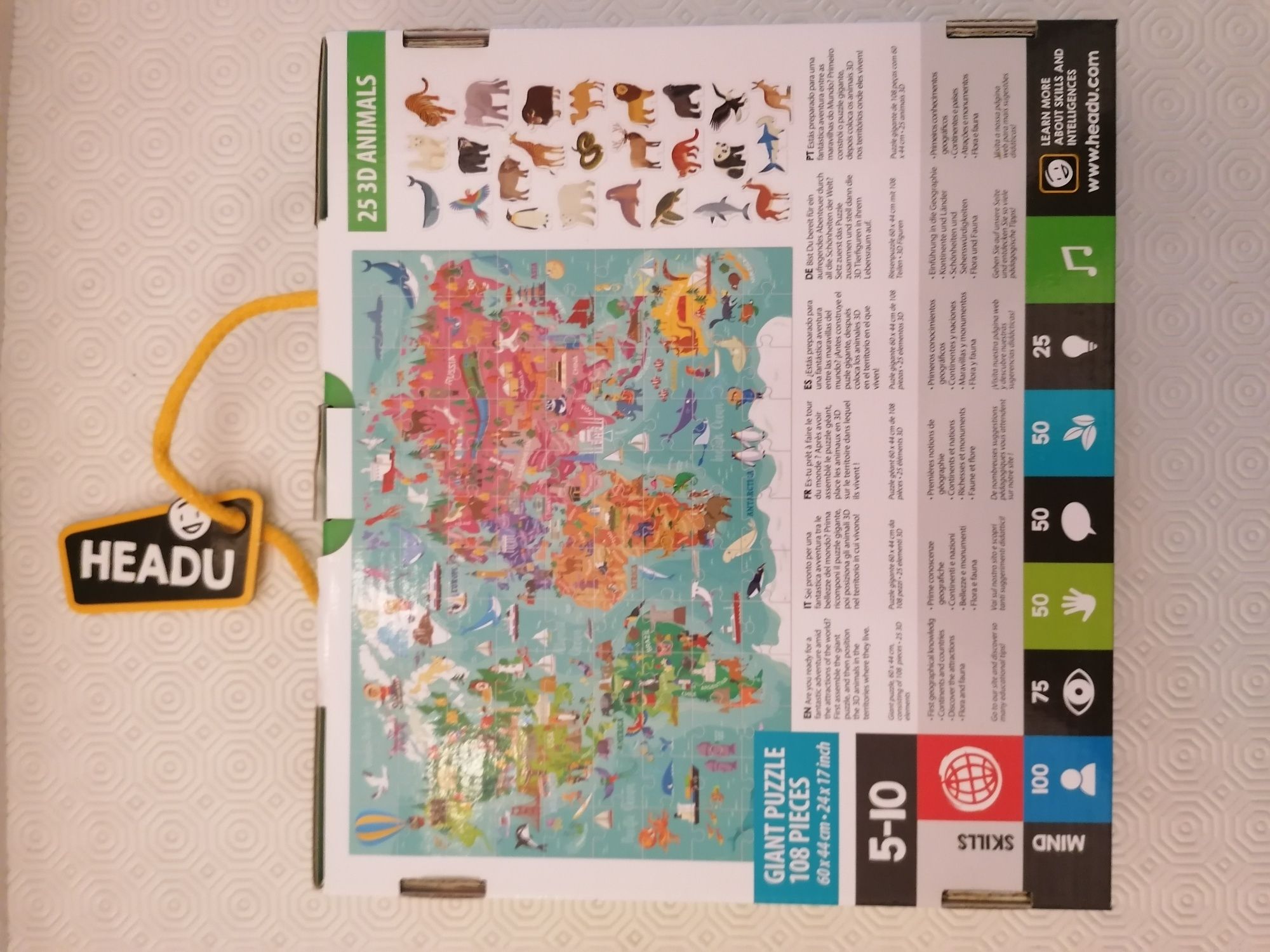 Puzzle grande do mundo 5-10 anos