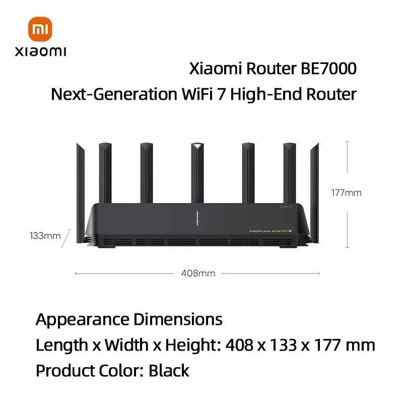 Wi-Fi роутер Xiaomi Router AX7000/BE7000 WiFi-7, 160 МГц, MESH, 1 Gb