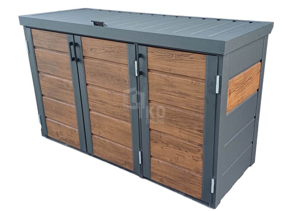 Zabudowa Koszy Na Śmieci Wiata Obudowa 177X65X110 Cm 3X120L Tkd333