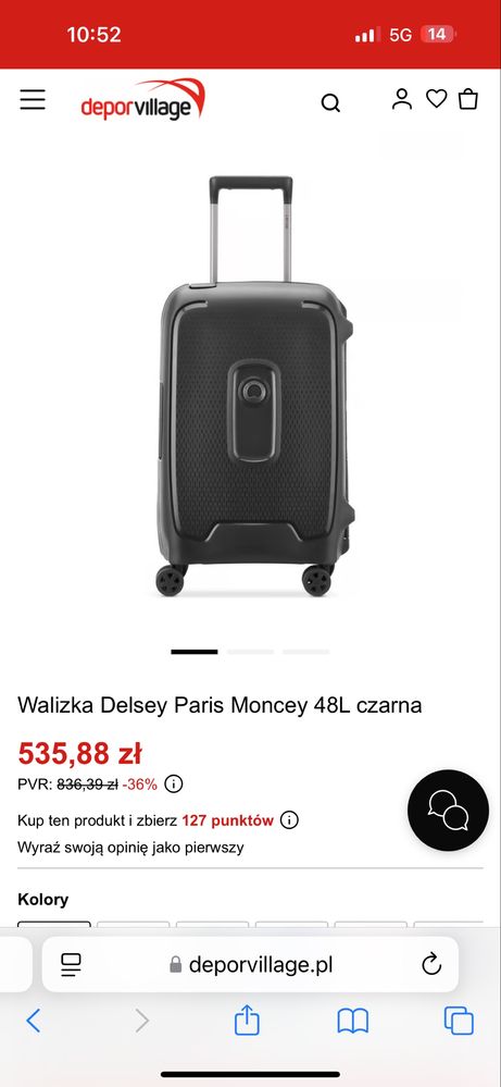 Walizka kabinowa Delsey Paris Moncey 48L czarna