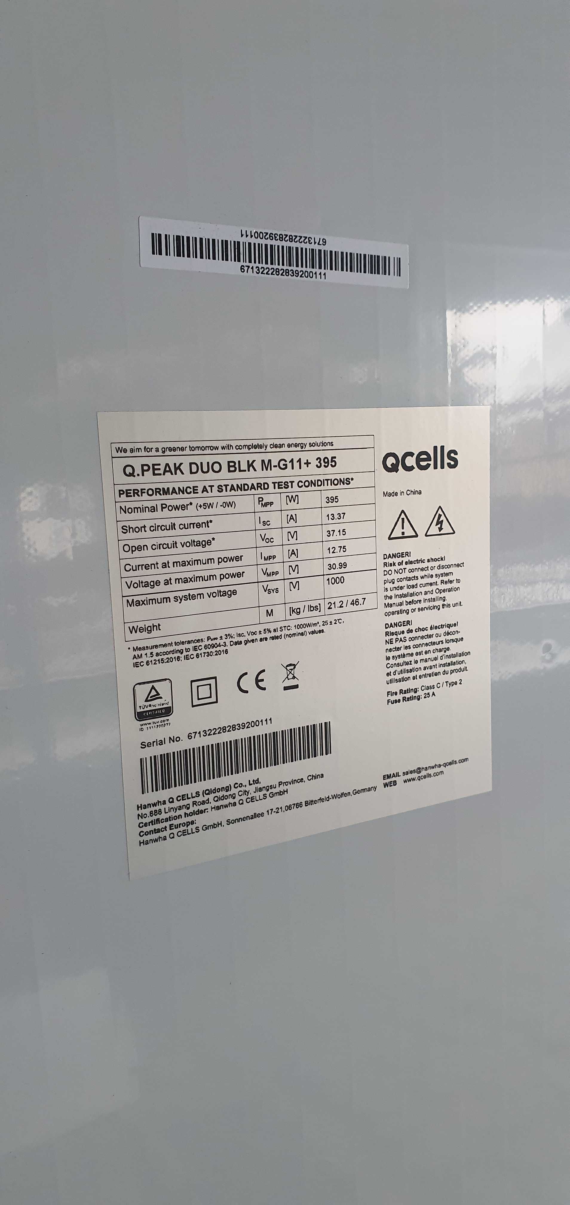 Nowy Panel Q-Cells Q. PEAK DUO ML G11 + A1 395W OFF Grid Full Black