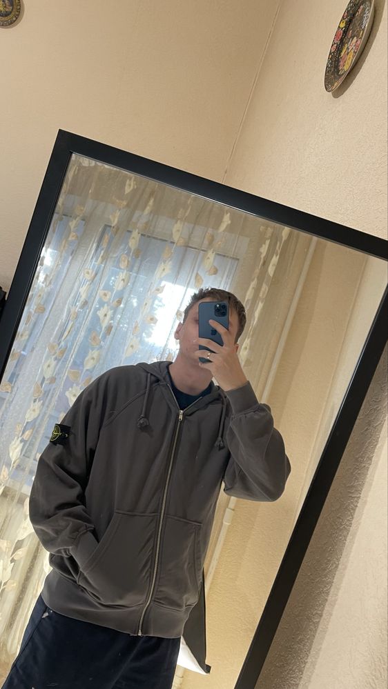 Зип худи Stone island серый Л