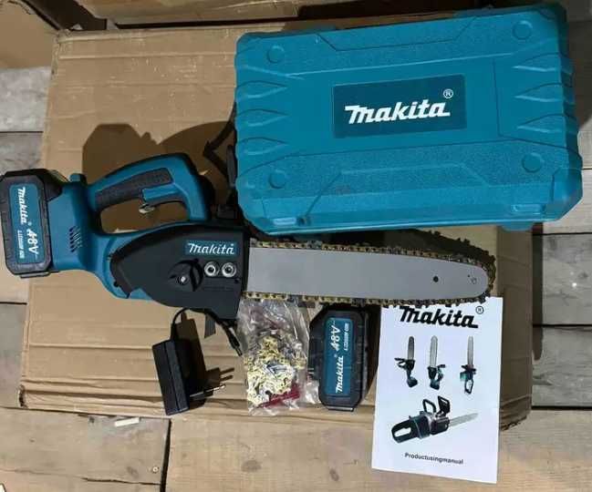 Акумуляторна пила Makita 48V пилка з баком, шина 16 см  2 АКБ