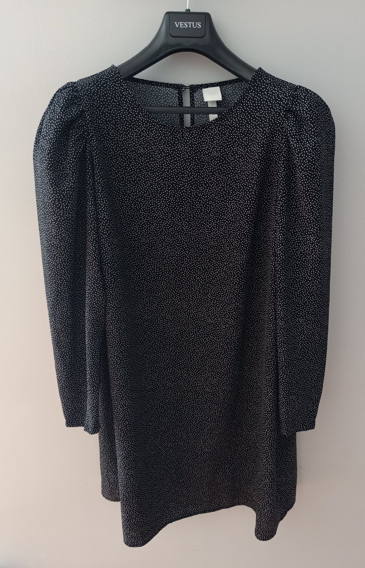 Czarno biała sukienka w groszki kropeczki h&m rozmiar XL