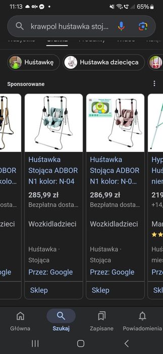 Kraspol - huśtawka dziecięca stojąca - solidny składany ltelaż