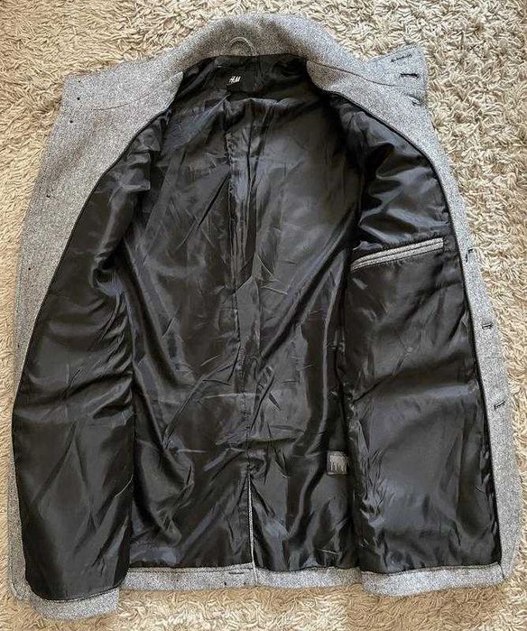 Пальто чоловіче H&M оригінал — сіре, укорочене, пальто піджак