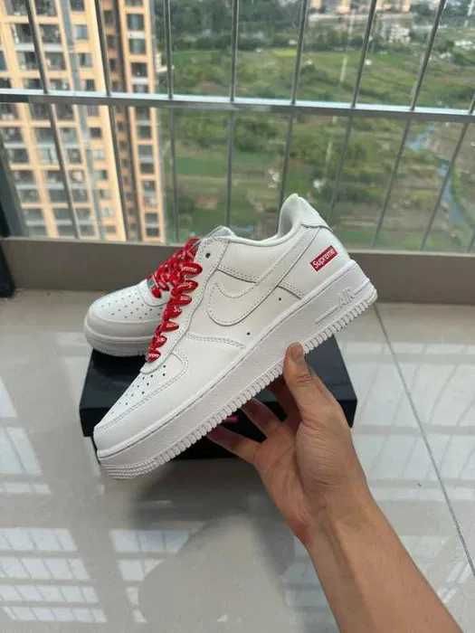 "Buty Trampki" Nike_Air_Force_1_Low_Supreme_White_R.46