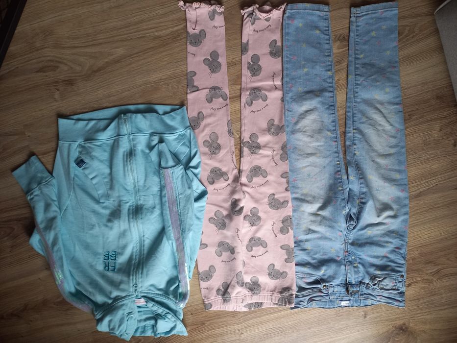 2 pary spodni i bluza rozm 134 dla bardzo szczupłej dziewczynki