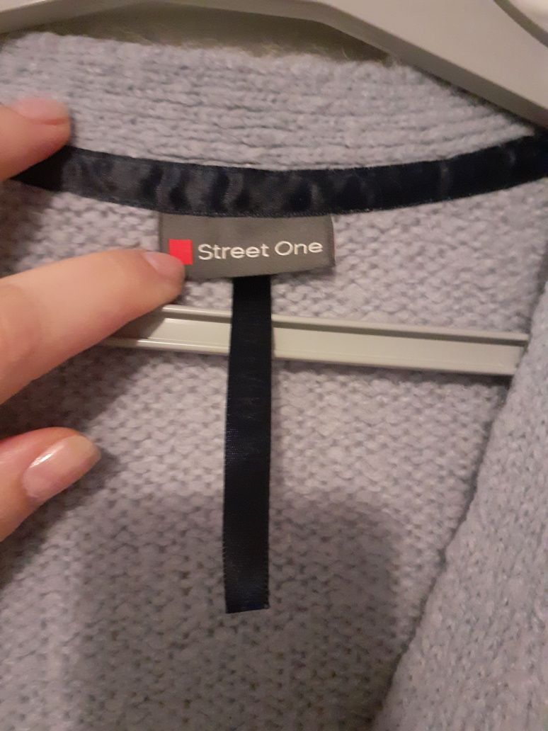 Sweter kardigan street one wełna błękitny