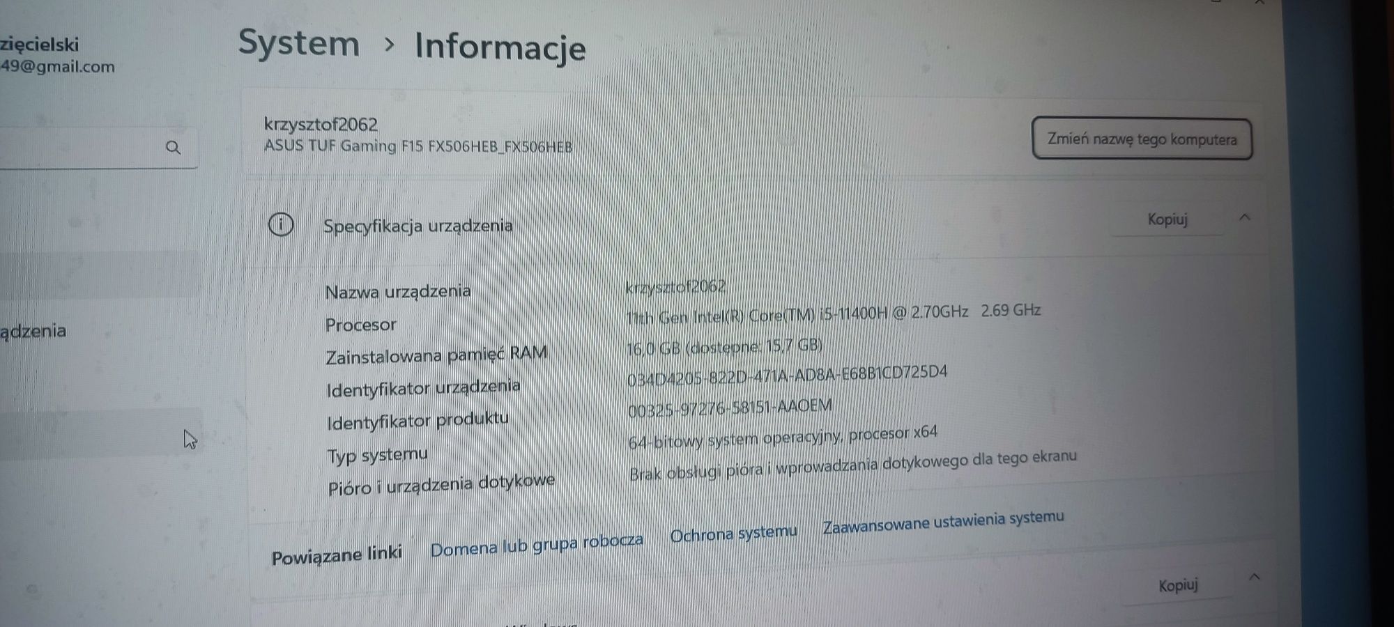 Sprzedam laptopa używanego firmy Asus tuf