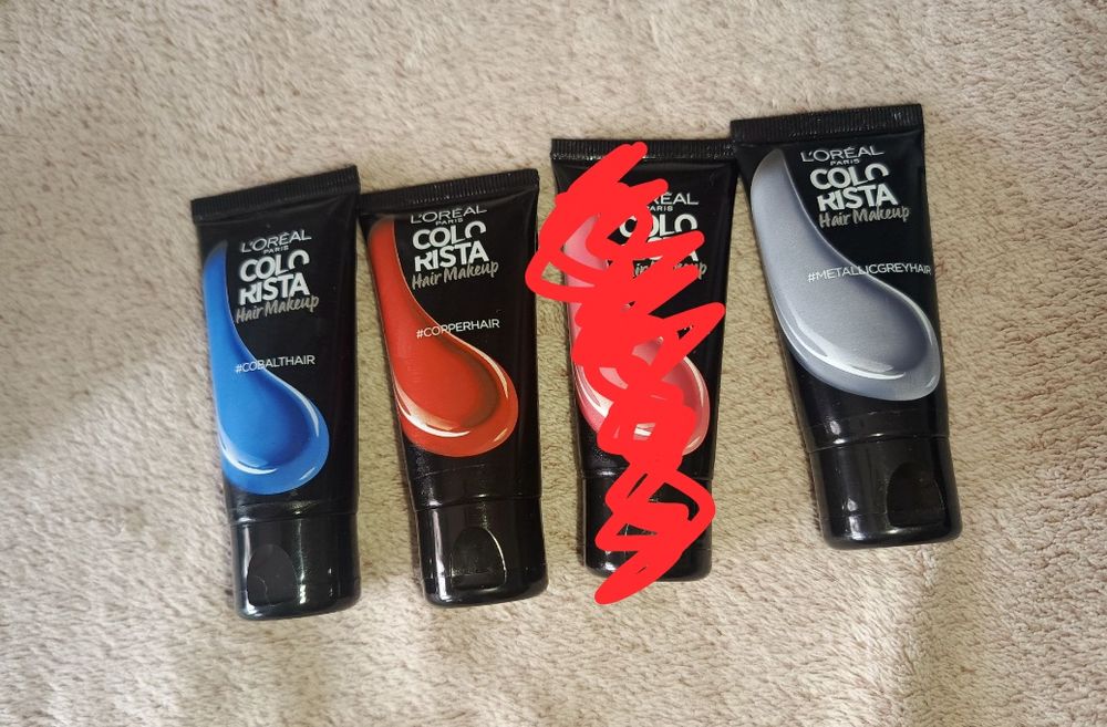 Loreal colorista zestaw do farbowania włosów czerwony różowy szary