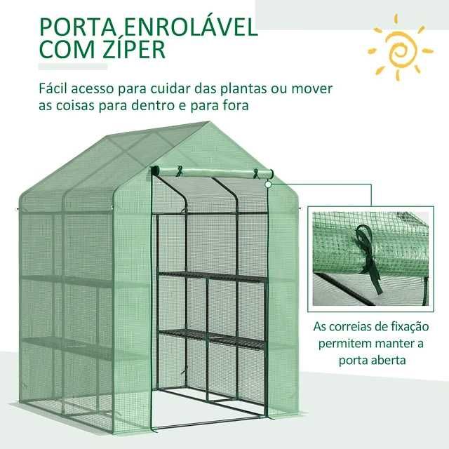 Estufa para Plantas com Prateleiras 143x138x190cm