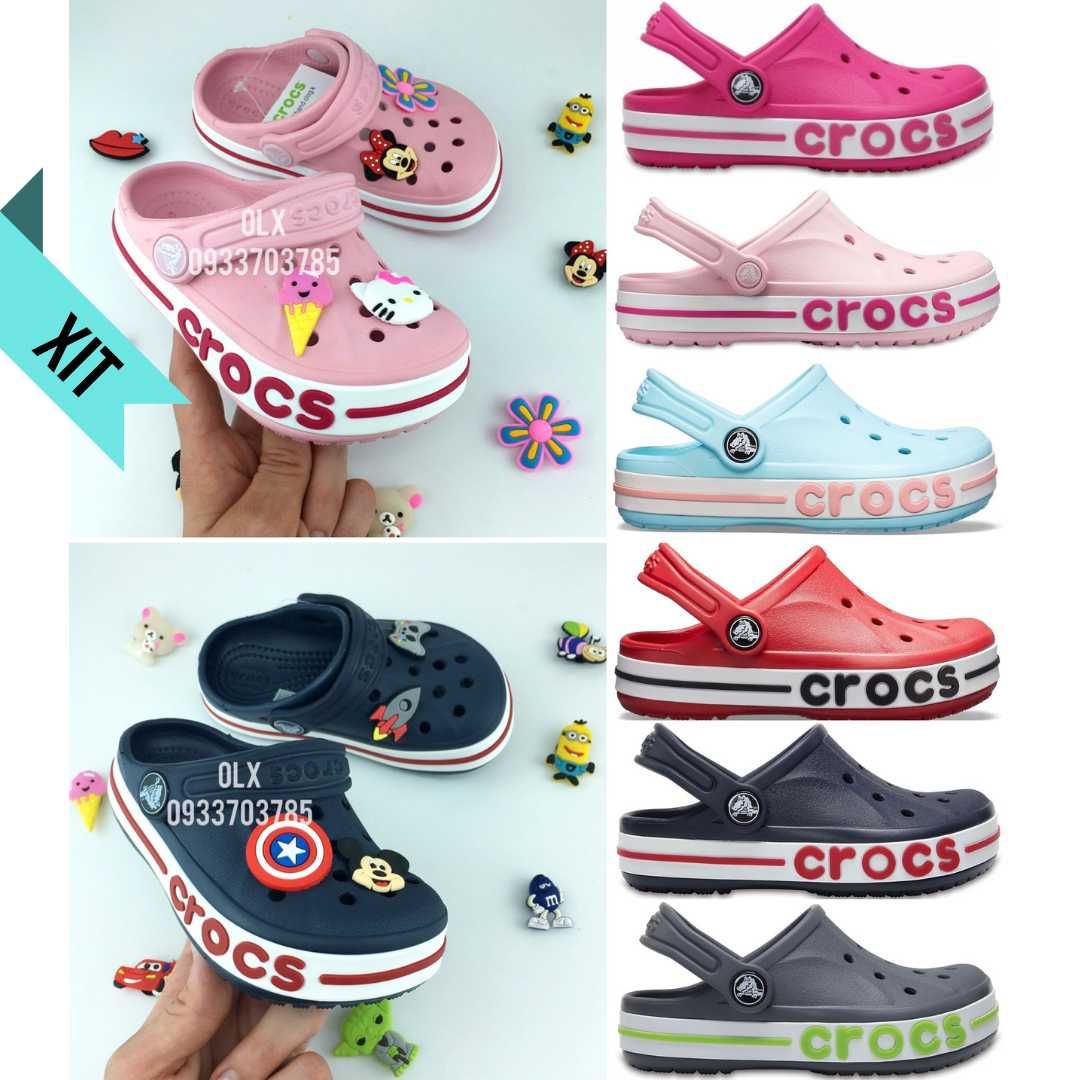 Дитячі Крокс Кідс Crocs Kids' Bayaband Clog Сині Сірі Червоні Пудрові