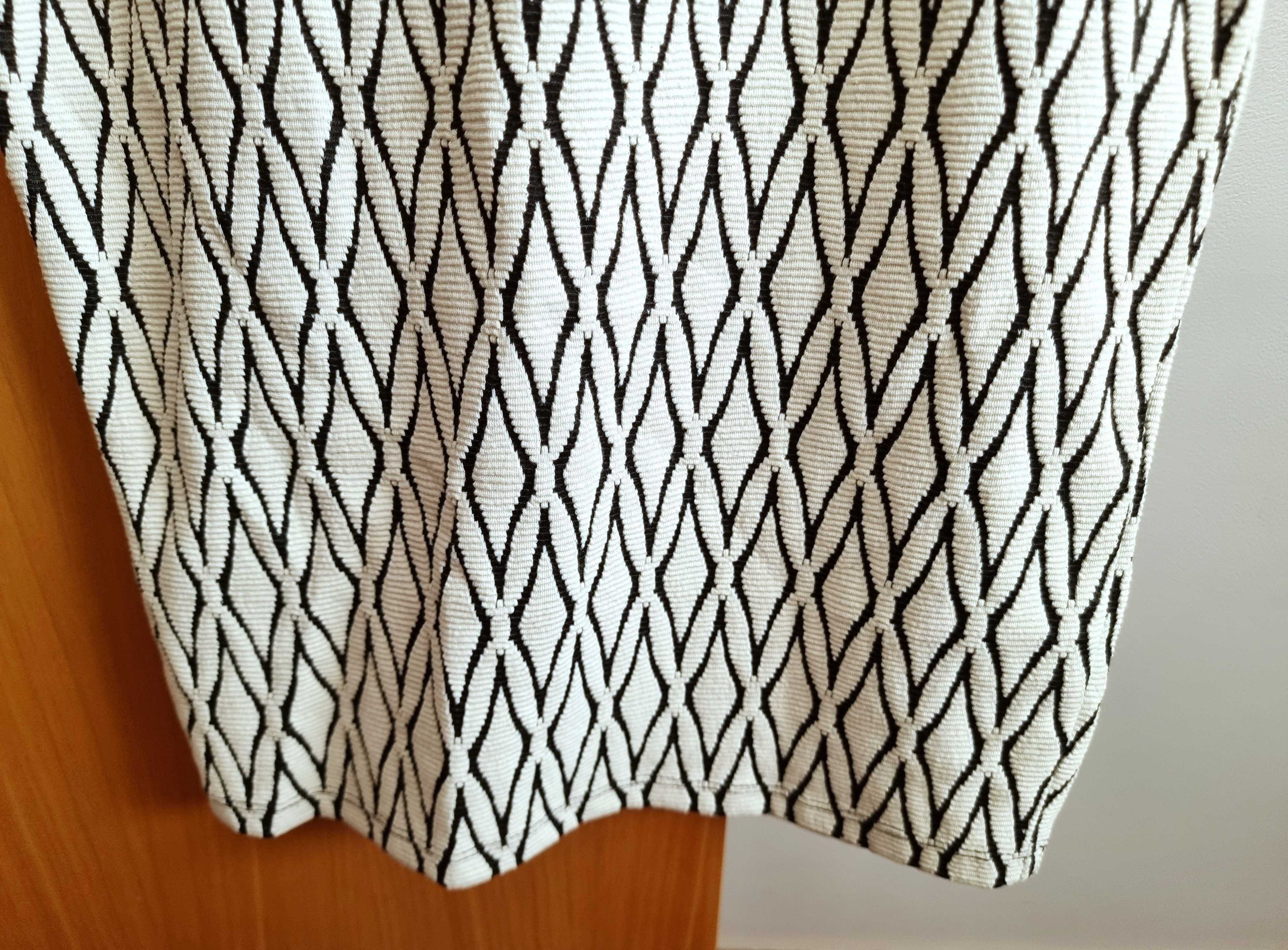 Saia justa com padrão branco/ creme e preto Mango, tamanho XS