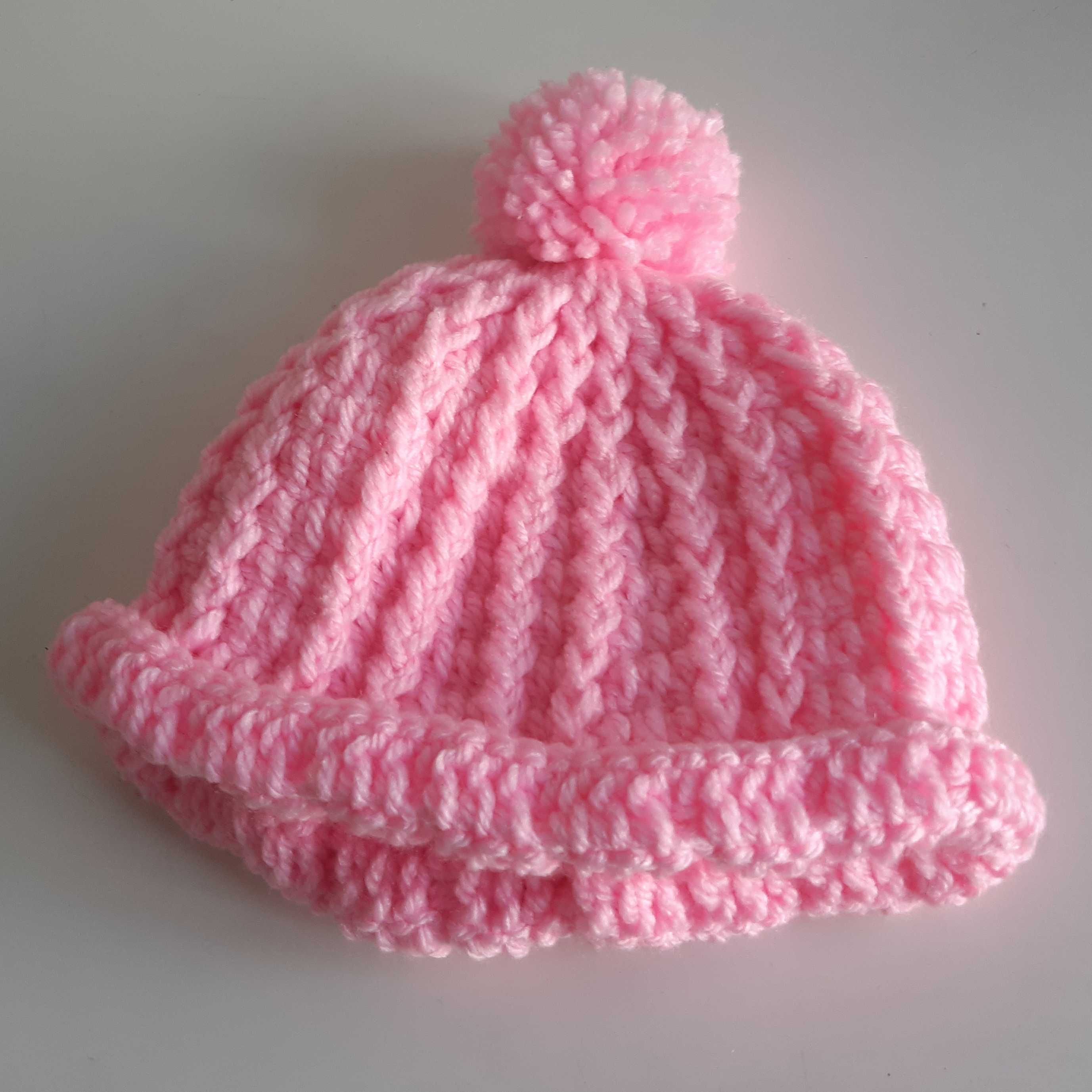 Gorro c/ Pompom Criança Menina Crochê Lã Novo