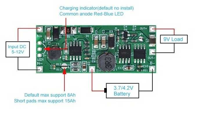 Плата UPS 9/12В 1А для бесперебойного питания