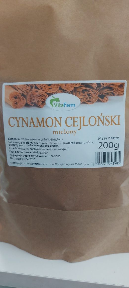 Cynamon cejlonski 200g obniza poziom cukru we krwi, przeziebienie