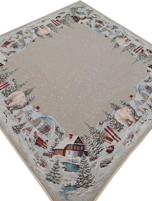 Obrus dekoracyjny gobelinowy 100x100 cm z misiami polarnymi 1058