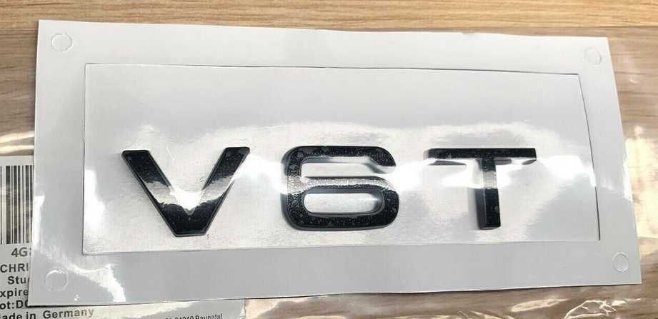 Nowy klejany emblemat znaczek logo V6T V8T srebrny czarny połysk mat