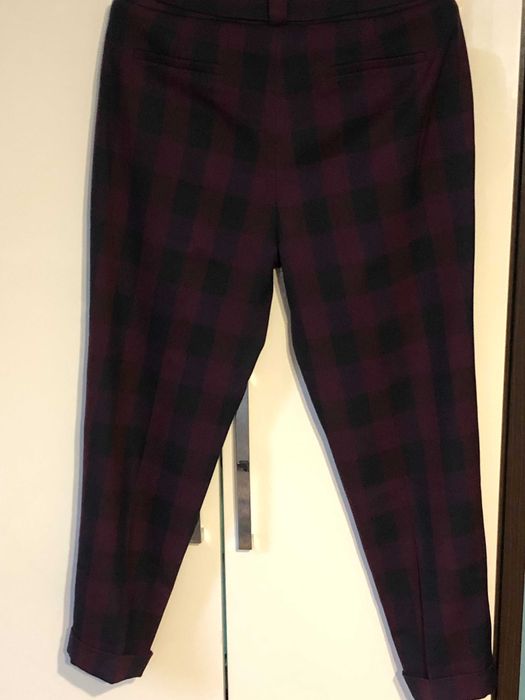 Burgundowe spodnie Solar nowe r. 42 stonowana krata, damskie