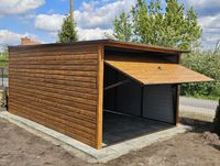 Garaż blaszany okleina DREWNOPODOBNA 3x5 SPAD DACHU NA TYŁ