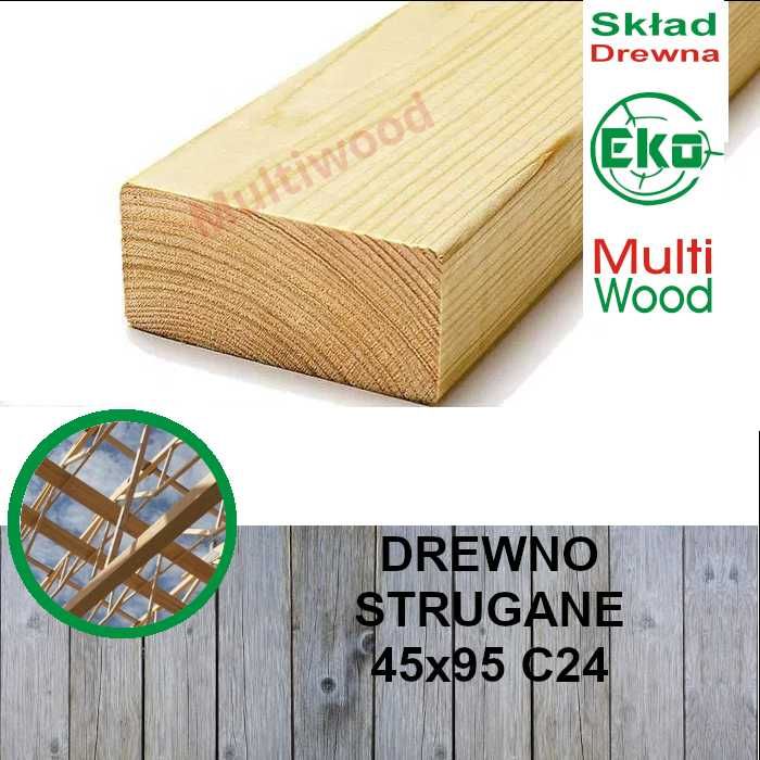 Drewno konstrukcyjne strugane kantówka belka 45*95 mm, C24 KVH