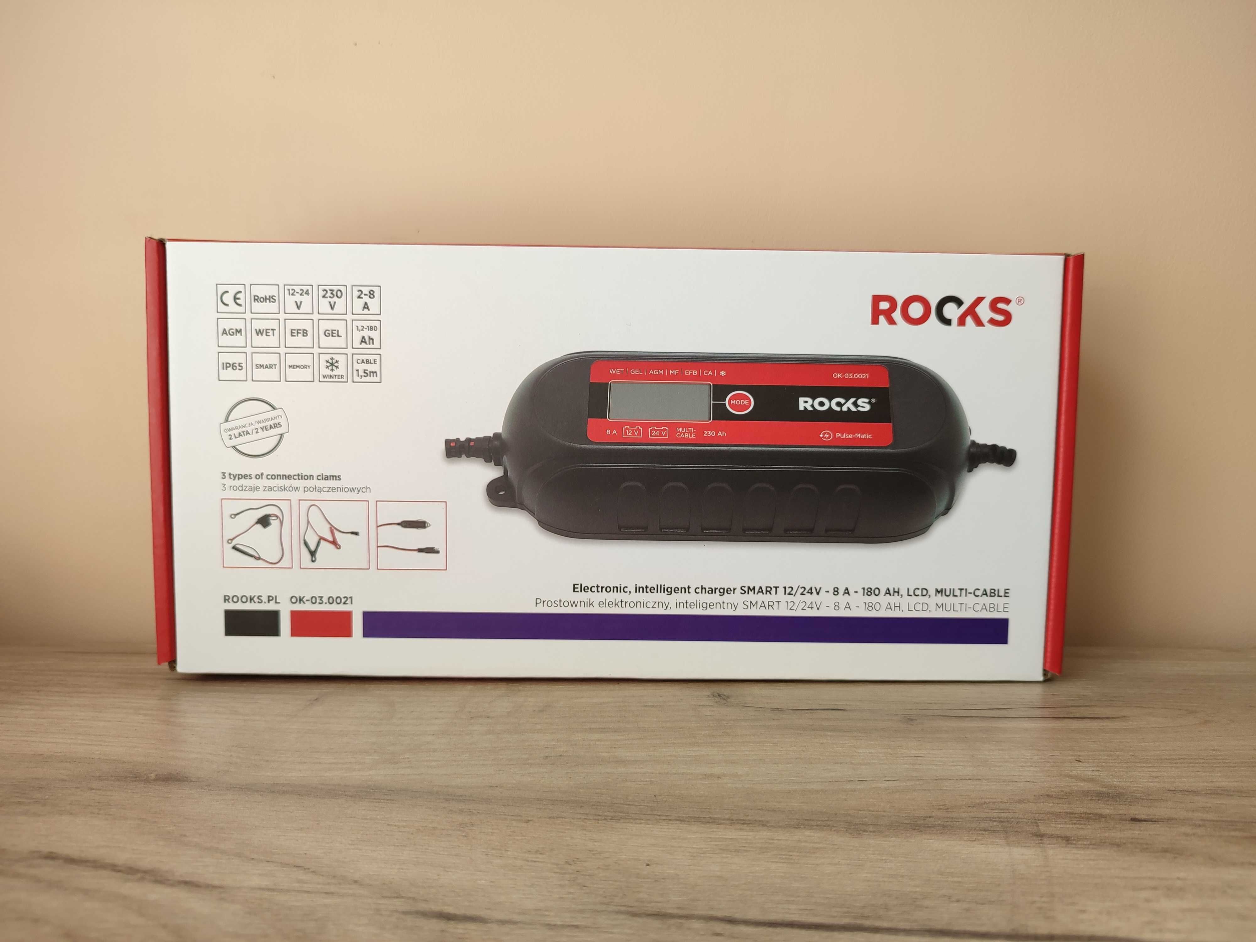 Prostownik elektroniczny, inteligentny smart 12v 24v- 8a - 230 ah, lcd