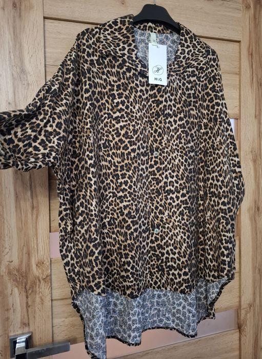 Asymetryczna koszula panterka damska nowa 48 50