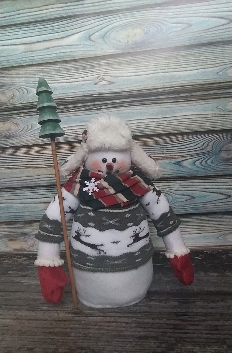 Текстильний сніговик ручної роботи