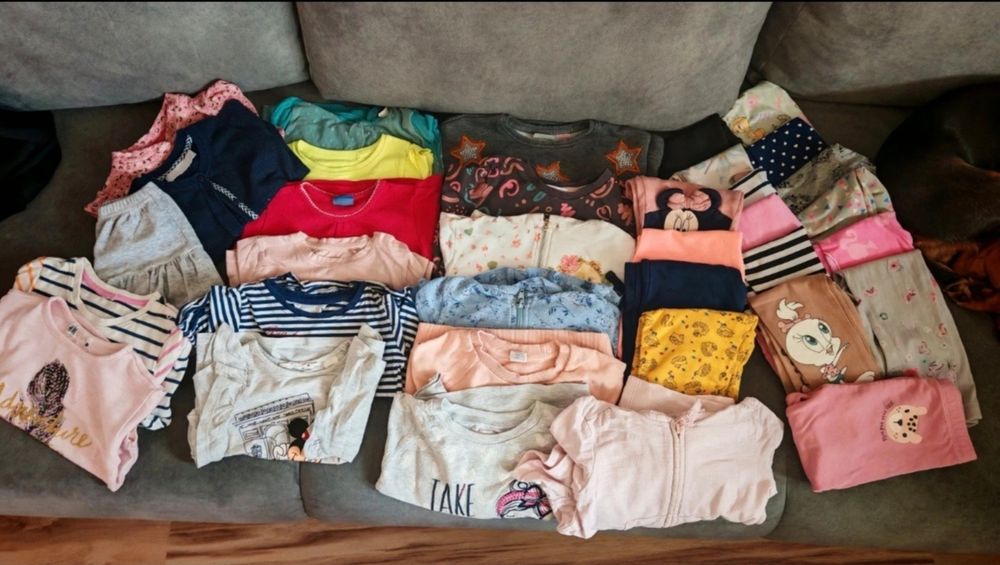 Zestaw ubranek dla dziewczynki 86 / 92 legginsy Bluzki Bluzy Spodnie K