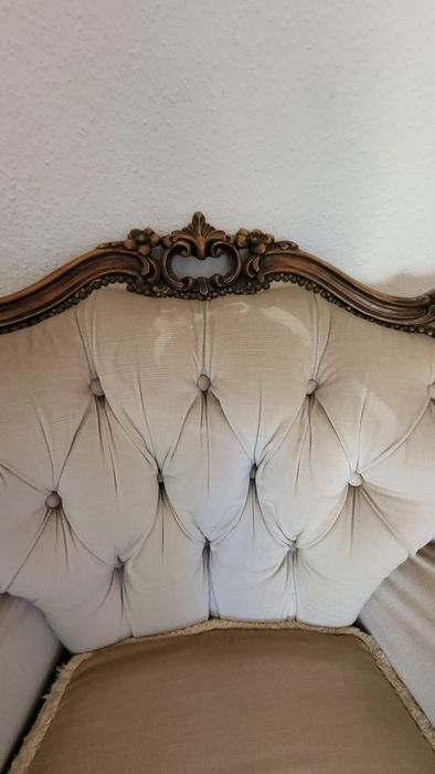 Sofa i fotele barok ludwik klasyczny wypoczynek kremowy drewno antyk