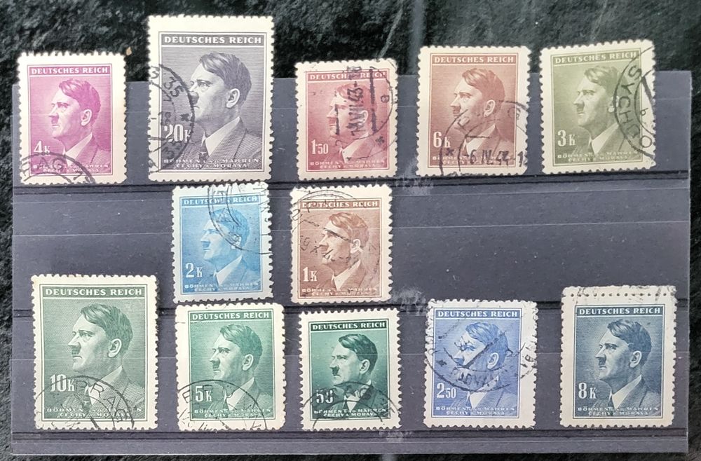 Znaczki pocztowe z 2WW Adolf Hitler 12 sztuk II Wojna Światowa